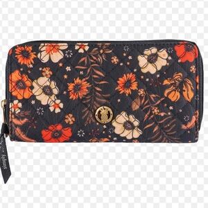 Simply Southern Black Floral Wristlet Wallet with Orange and Cream Blooms